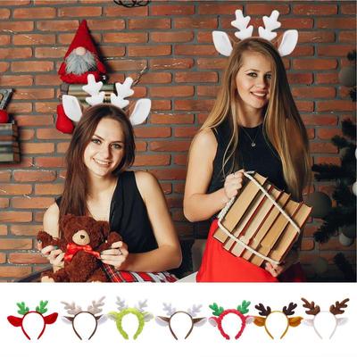 Plush Antler Headband Animal Ears Headwear Adorable Antlers Headpiece Headdress For Halloween Cosplay Costume Accessories