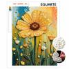 Yellow Sunflower Pearl Painting with Frame 3D Shiny Bead Art Canvas for Flower Theme Room Wall Decoration and Birthday Gift