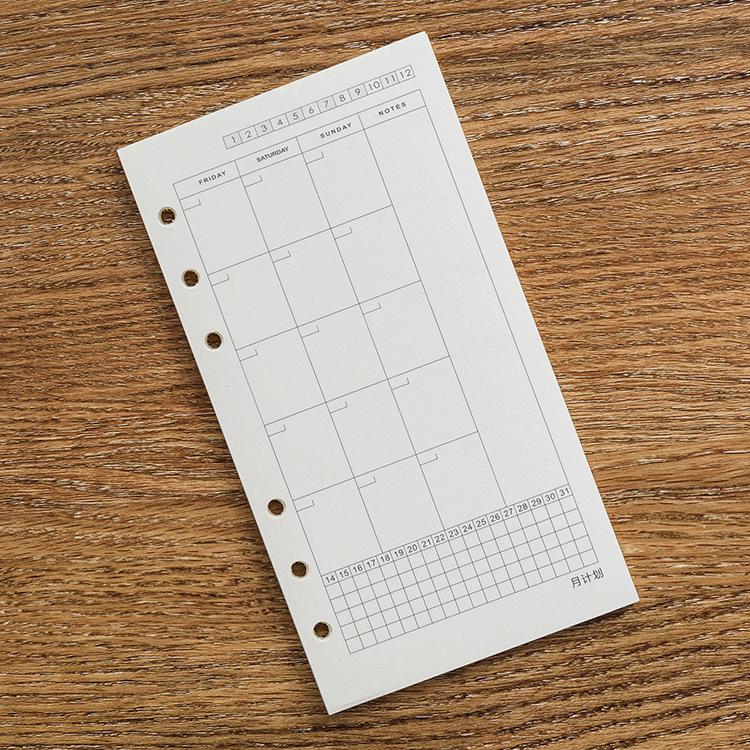 A6 40Sheets Loose Leaf Notebook Refill Spiral Binder Inner Page Grid Blank Line Diary Agenda PlannerSchool Stationery