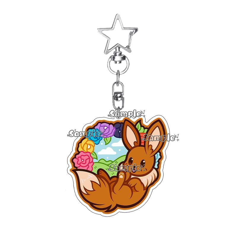 

Fashion Pocket Monsters Anime Flareon Jolteon Eevee Espeon Character Acrylic Keychain Double-sided Pattern Backpack Charm Gifts about 5cm
