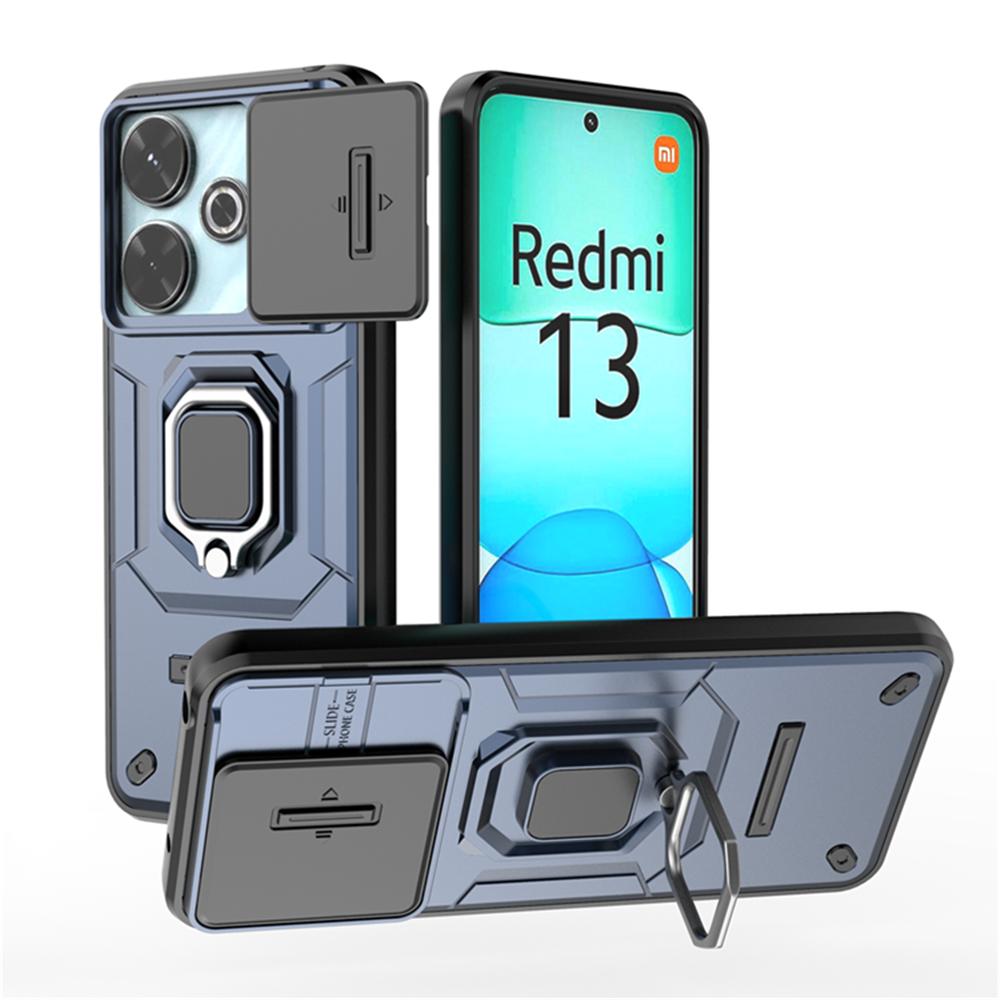 For Xiaomi Redmi 13 Case Luxury Ring + Movable Window Back Cover Armor Case For Xiaomi Redmi 13 Redmi13 Phone Case