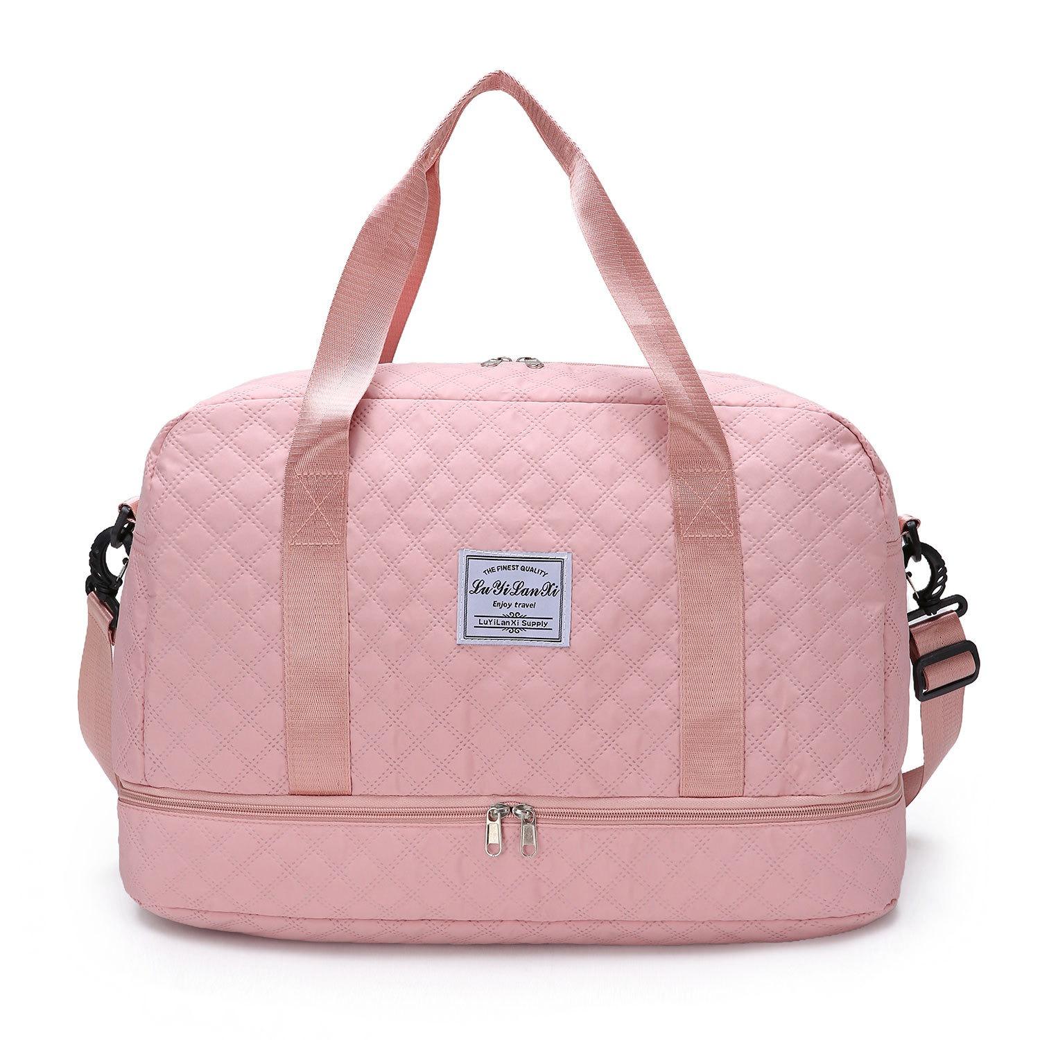 Роскошная спортивная сумка большой вместимости — многофункциональная сумка через плечо и через плечо с карманами для влажной и сухой уборки, двумя боковыми карманами для путешествий розовый