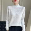 Women's Lace Thin Knitted Sweater Spring Solid Color Loose Ruffled Collar Knit Top