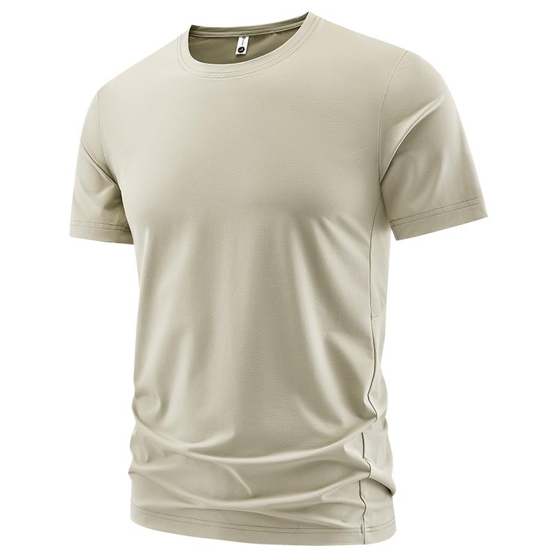 Solid color short-sleeved t-shirt men's half-sleeved top round neck loose t-shirt