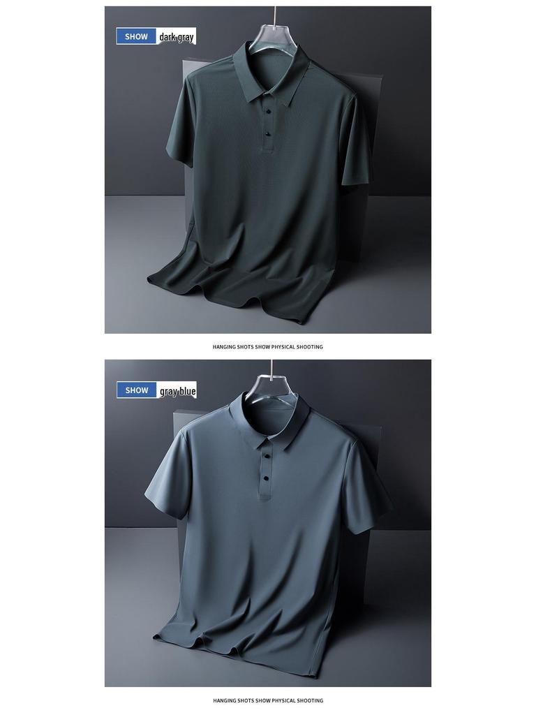 Men's Business Casual Ice Silk Polo - Slim Fit Summer Short-Sleeve Shirt
