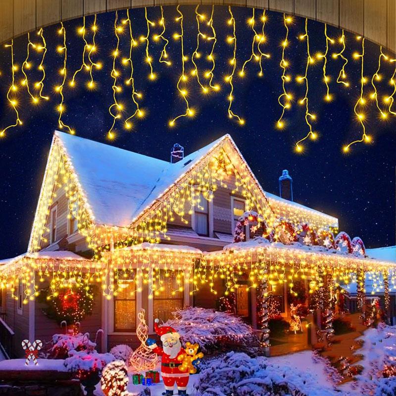 3.5/7M Solar Powered LED String Lights Waterproof for Garden Patio Outdoor Holiday Decoration Starry Icicle Lights for Christmas