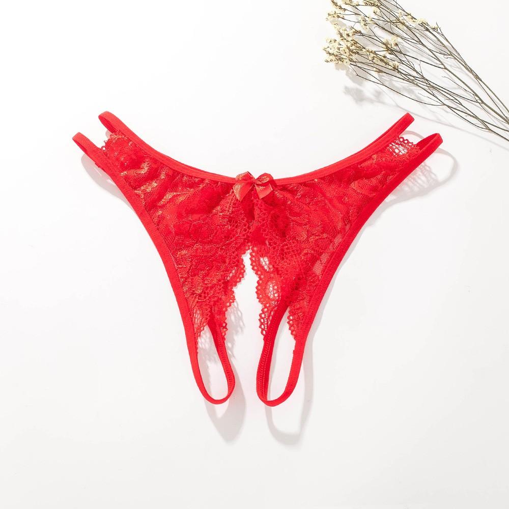 1Pcs Plus Size Open Crotch G String Lingerie Sexy Lace Transparent Thongs for Women Erotic Underwear