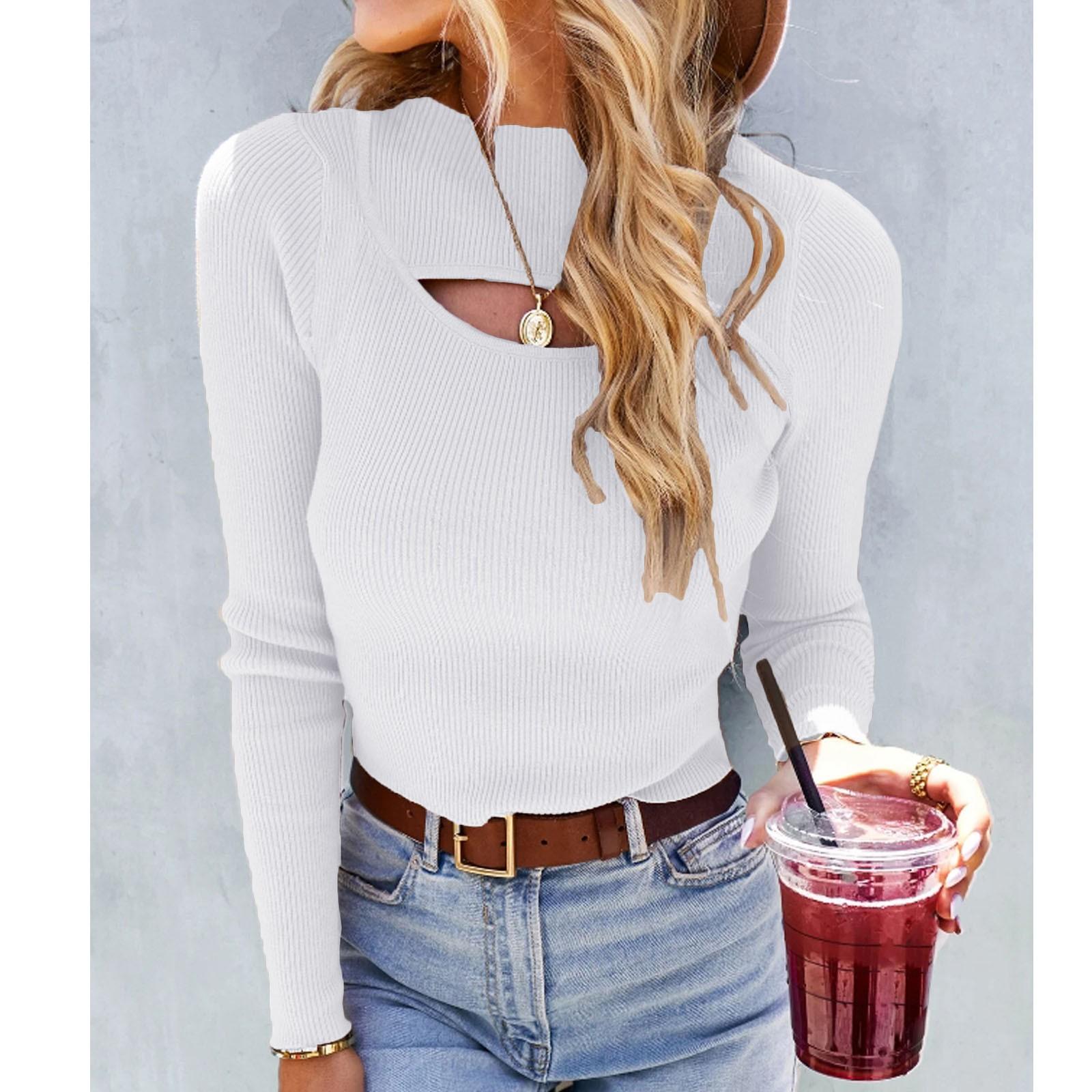 

Женский свободный повседневный ажурный вязаный свитер Базовый свитер Топ Базовый свитер Топ Свитер Топ XL белый