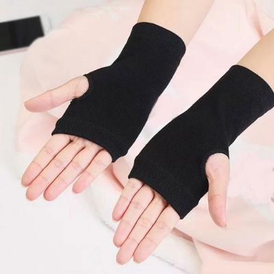 1 Pair Fall Winter Gloves Fingerless Knitted High Elasticity Non-slip Wrist Warmers Pure Color Keep Warm Windproof Cycling Writing Typing Gloves