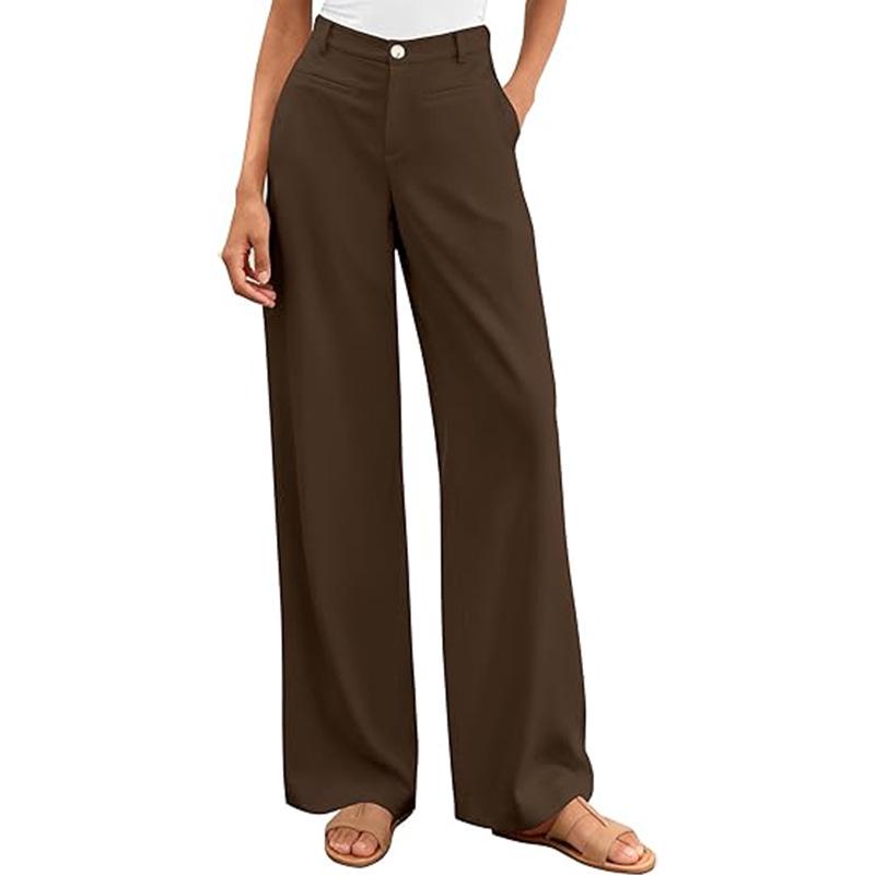 European-American High-Waisted Wide-Leg Women's Suit Pants - Simple Drapey Style for Spring/Summer Business Casual