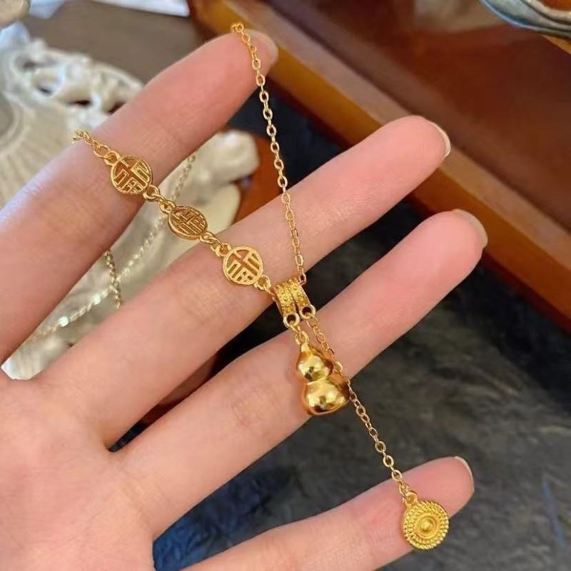 Gourd Necklace Chinese Style Retro Minimalist 3D Glossy Pendant 1Pc Charming Jewelry for Graduation Gift for Students