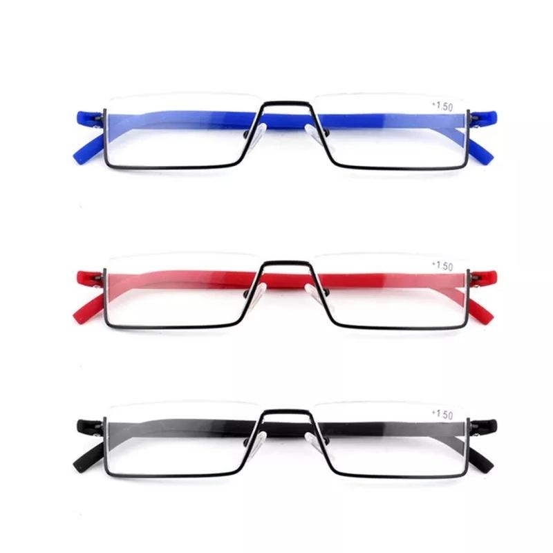 Presbyopic Glasses Men Anti Blue Light Half Frame Reading Glasses Classic Business Prescription Spectacles Diopter +100 To +400