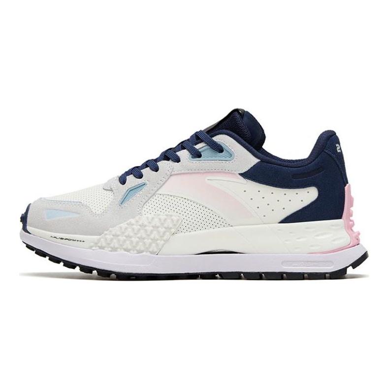 Anta Comfortable Versatile Shock Absorbing Wear Resistant Low Top Casual Shoes Women sneaker White Blue 122318881A-2