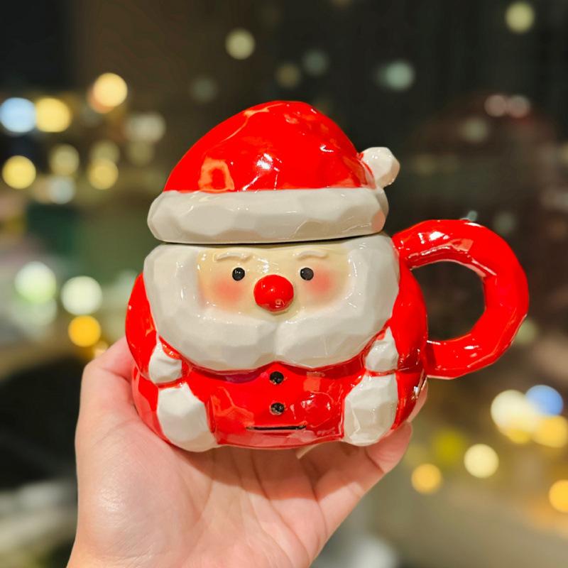 Cute Santa Ceramic Cup Holiday Gift Water Cup Creative Personality Trend Super Cute Home Cartoon Mug