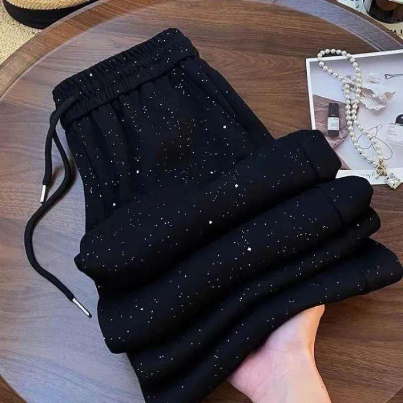 Stylish High-Waisted Shiny Sparkle Women s Pants - 2026 Summer Casual Niche Design XL