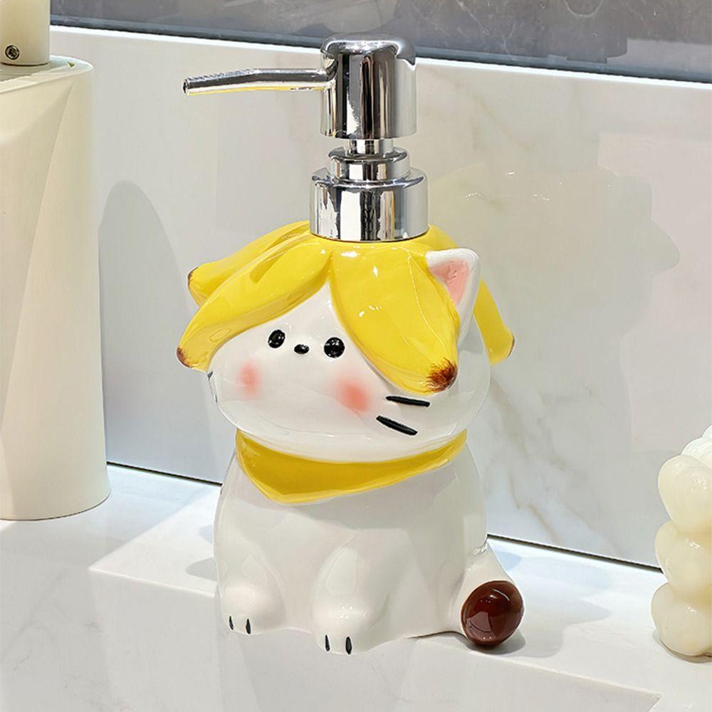 370ml Ceramic Soap Dispenser Banana Cat Shape Hand Sanitizer Bottle  Laundry Room