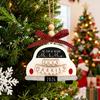 First Christmas Married Ornament Rustic Wooden Car Wedding Ornament with Buffalo Plaid Bow for Couples Bridal Shower Newly Married Wedding Decor