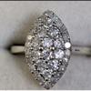 New Marquise Shaped Pave Zircon Ring for Women, 925 Silver Plated, Sparkling Cluster Design, Luxury Engagement Statement Jewelry