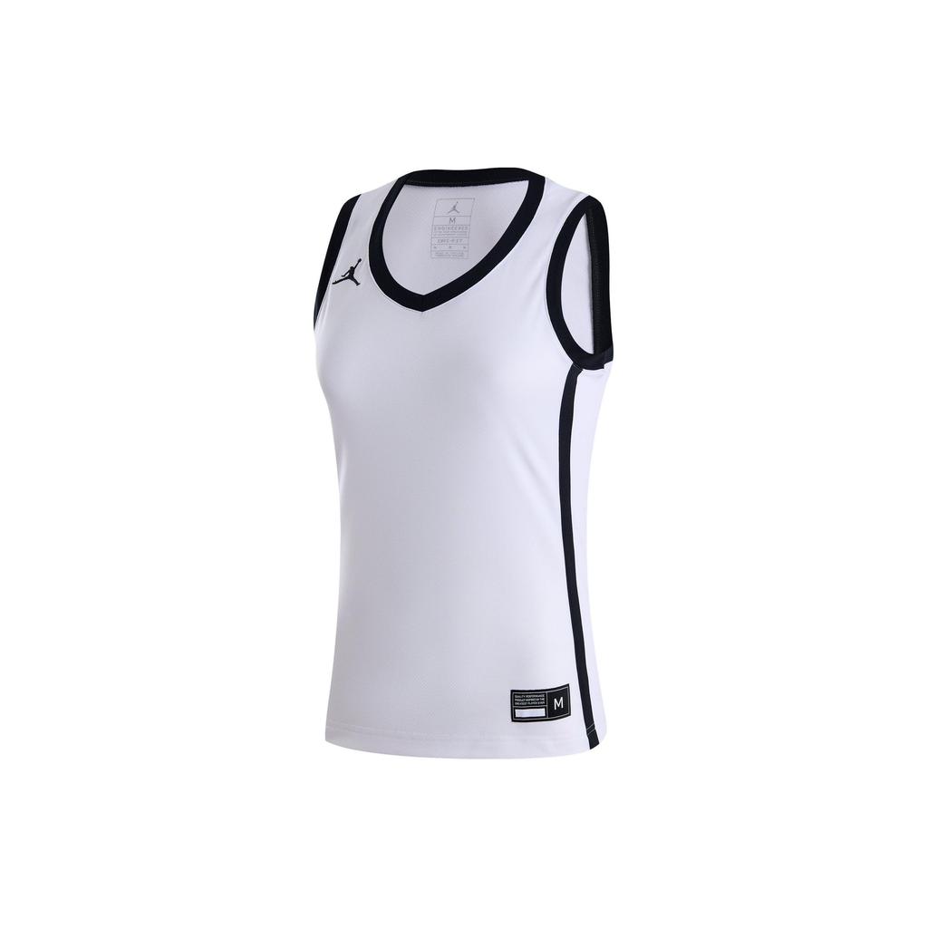 Jordan Dri-Fit Color Block Logo Print Letter V-Neck Sleeveless Basketball Jersey Women Tops White HF1070-106