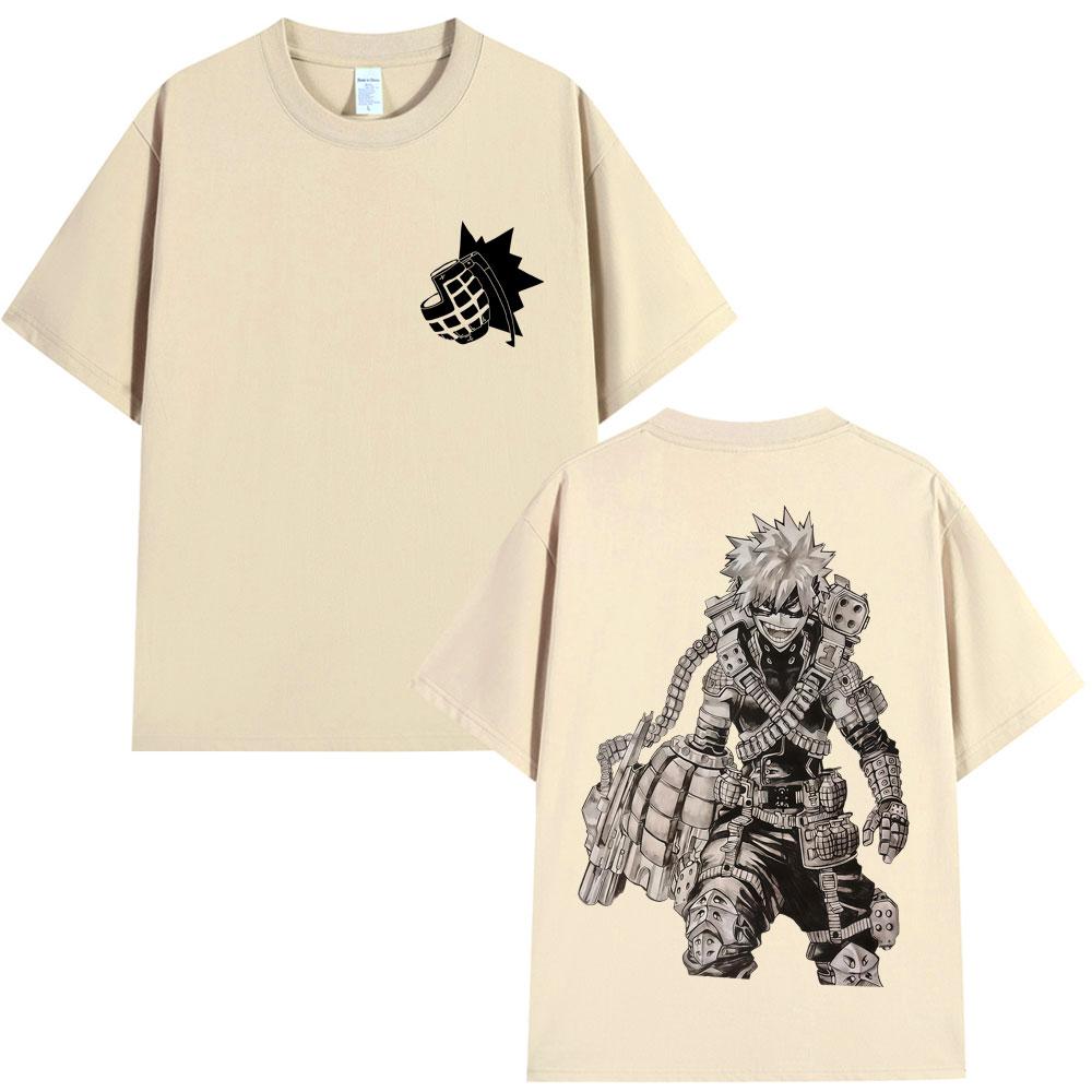 Anime My Hero Academia Katsuki Bakugo T Shirts Men's Harajuku Manga Summer T Shirt Oversized Cotton O-Neck T-shirt