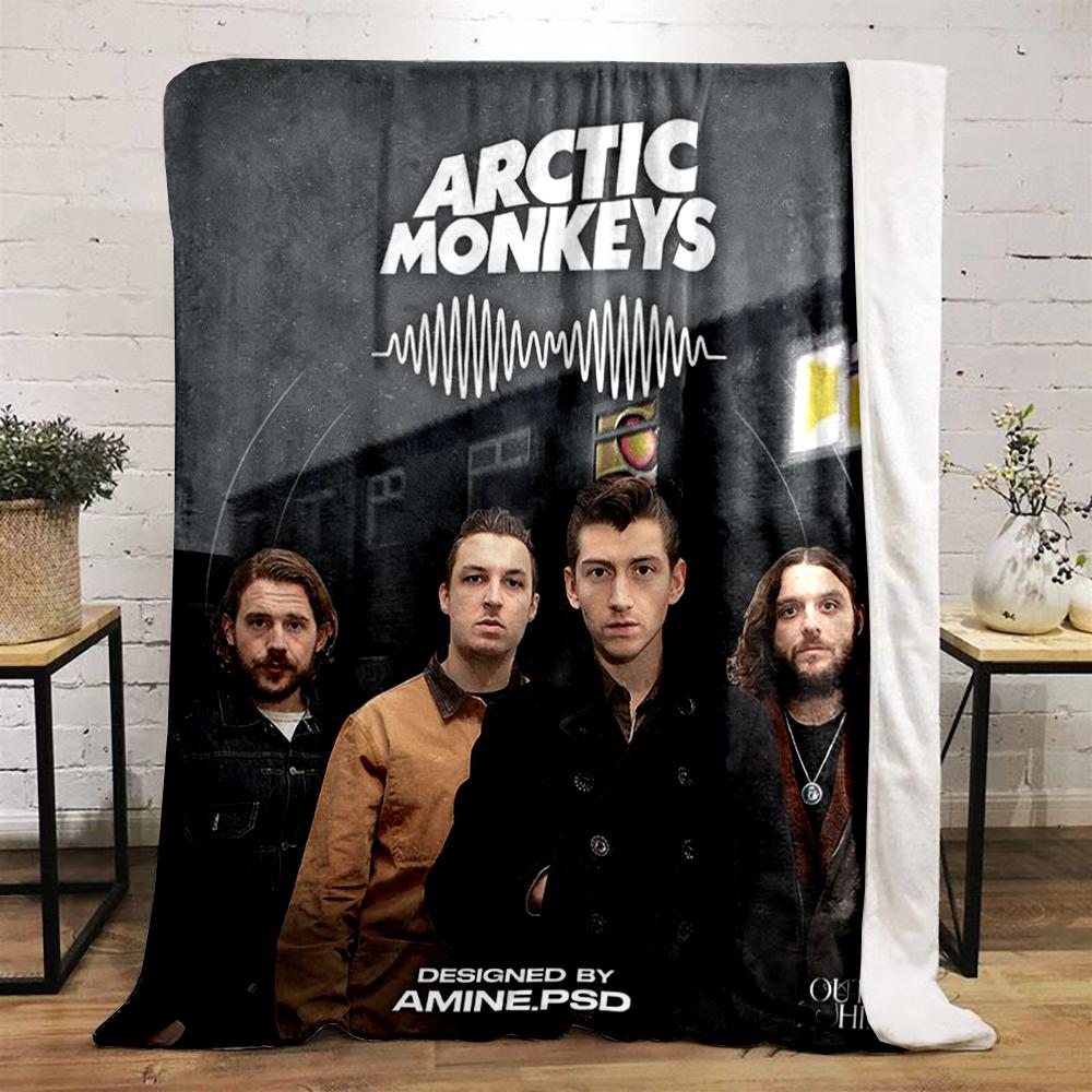"Arctic Monkeys Band Design Bedroom Blanket" Printed Flannel Blanket for Bedroom, Living Room, Sofa, and Nap