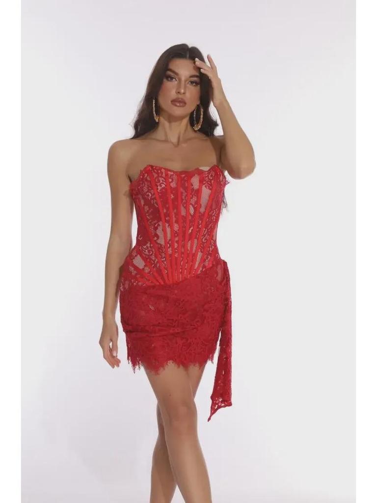 Špičkové evropské a americké trubkové šaty s krajkovým panelem - Elegantní dámská móda