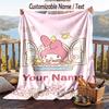 Custom Text Flannel Throw Blanket, Lightweight Cozy Bed Sofa BlanketMy Melody