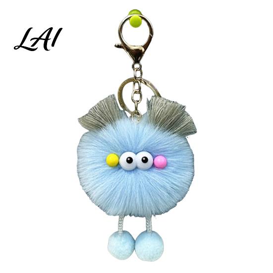Cartoon Ball Keychain Plush Keychain Fluffy Pompom with Metal Clasp Girls Backpack Charms Backpacks Handbags Keys Decorative Pendant for Men