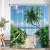 Modern Skönhet Strandlandskap Duschdraperi Sommarsemester Strandlandskap Segling Badrumsdekoration Duschdraperi