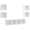 5-Cz. TV Cabinet Set, White, Particleboard