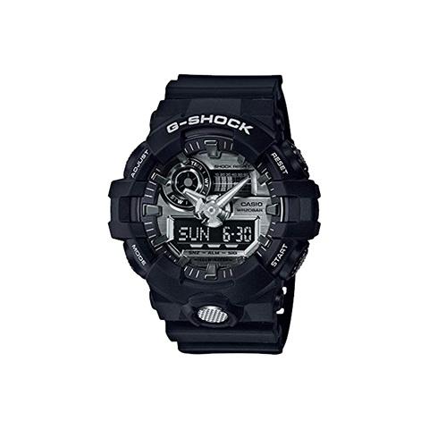 CASIO Men Liquid Crystal/Analog Dual Display Series Black Watch GA-710-1APR GA-710-1APR Silver Dial
