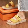 Retro One-word Slippers Women's Summer 2025 New Flat-soled Women's Shoes Soft-soled Women's Belt Buckle Beach Shoes
