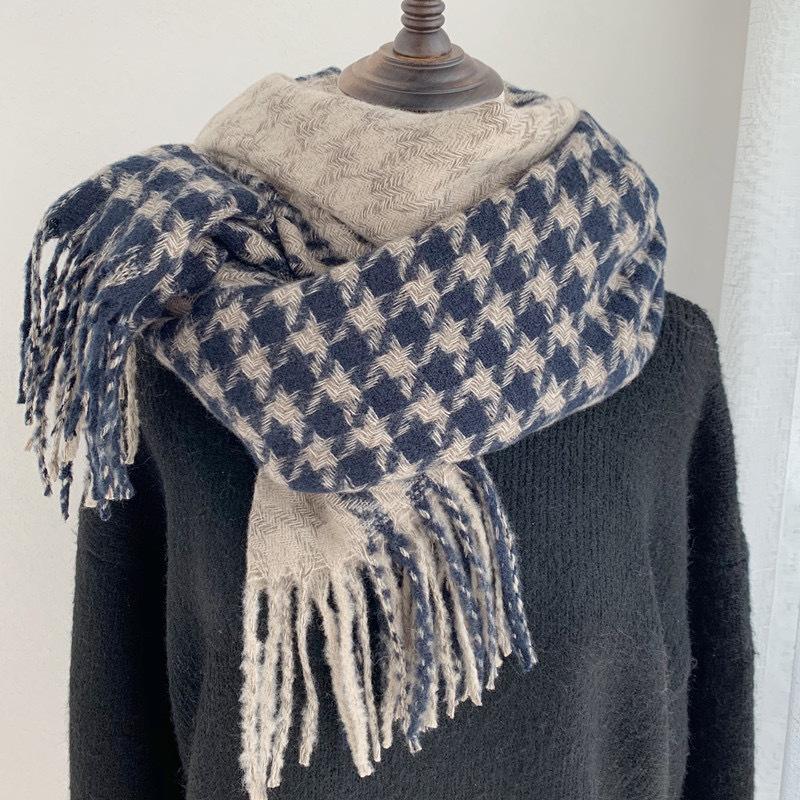 Taro Purple Plaid Scarf Women's Winter Explosion High-end New Korean Versatile Soft Waxy Warm Scarf Tide