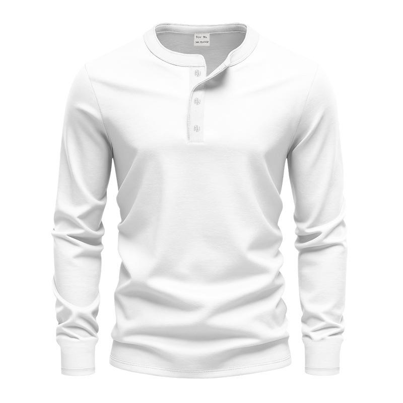 Mens Casual Long Sleeve Henley Shirt Autumn Basic Top M