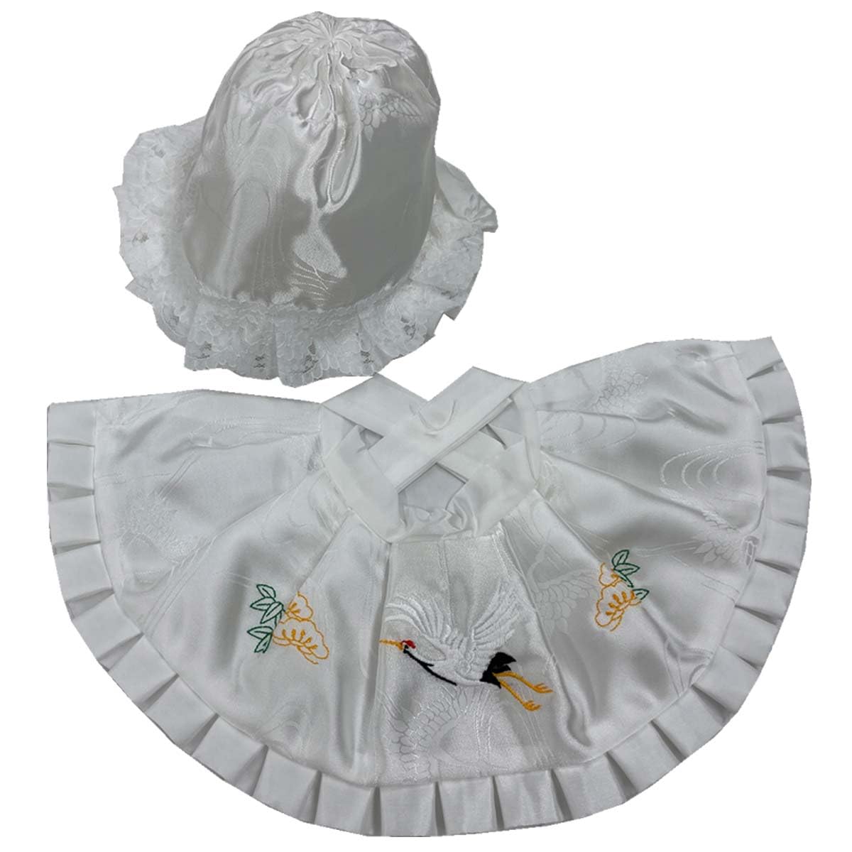 

[Киото Кимоно Юдзен] Шапка Абу-чан с капюшоном для посещения храма, Белая, Вышитая, Формальная, Белые аксессуары