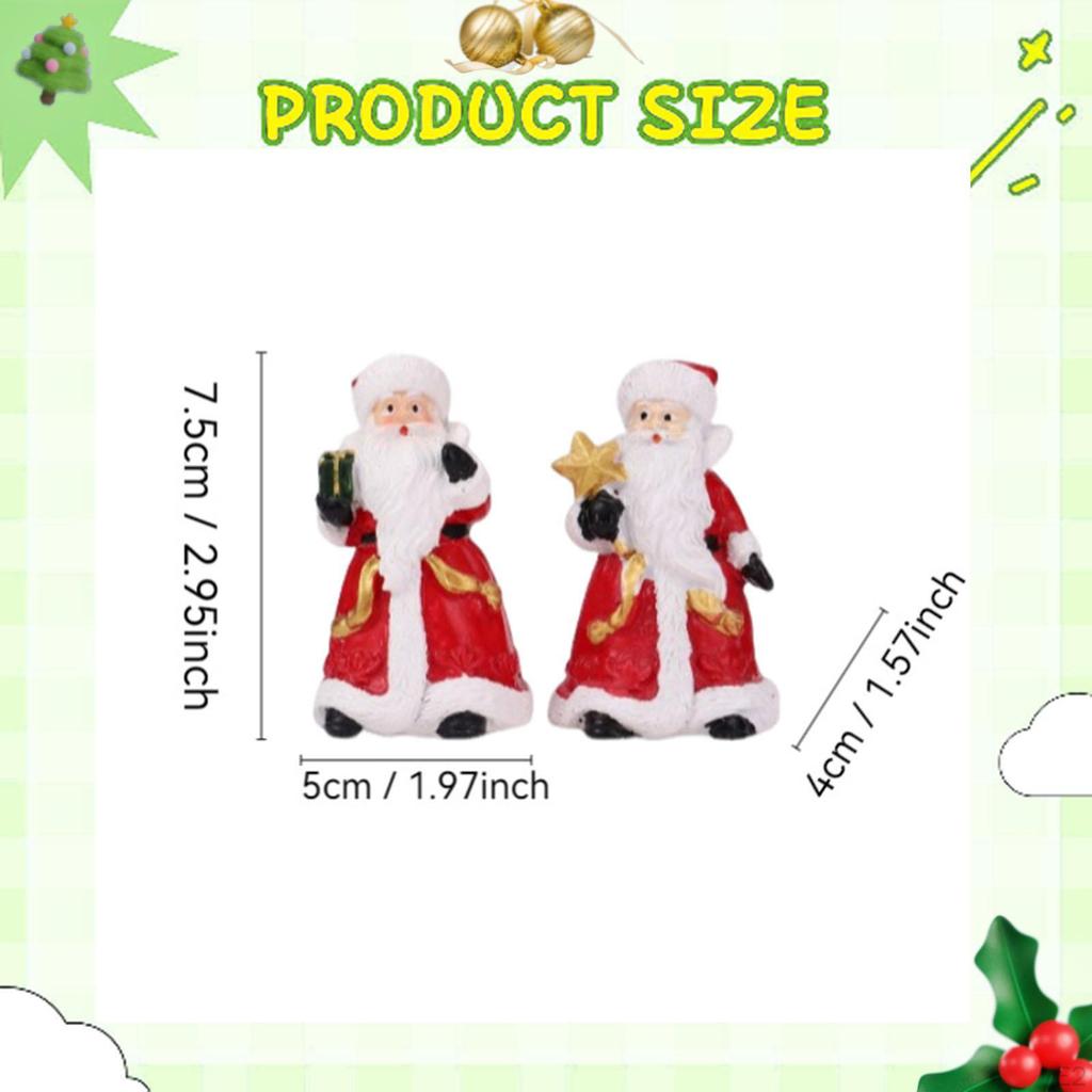 2Pcs Santa Claus Figurines Small Statues Christmas Decor Resin Creative Desktop Ornaments Sculptures