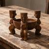 Figurine Africaine Bol à Fruits Finition Bois Dessus de Table Plat Sec Sculpté à la Main en Bois