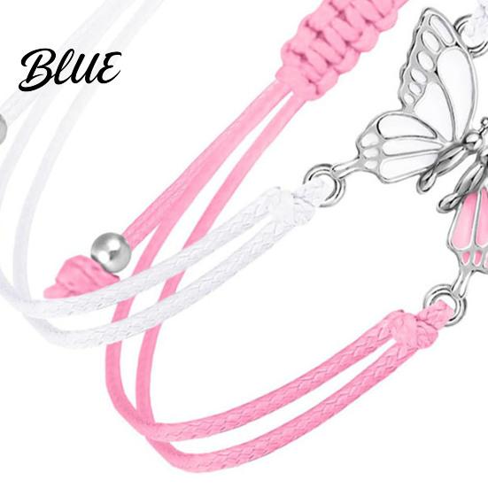 Durable Wax Cord Bracelet 2Pcs/Set Couple Adjustable Rope Butterflies Pendant