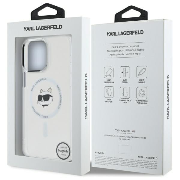 Karl Lagerfeld Klhmp14Xhlschh Iphone 14  Pro Max 6.7 Biały/White Hardcase Iml Metal Choupette Head Magsafe