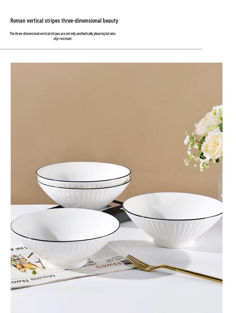 Nordic Ceramic 8" Noodle Bowl - Creative, Simple, Versatile for Rice, Soup, and Instant Noodles