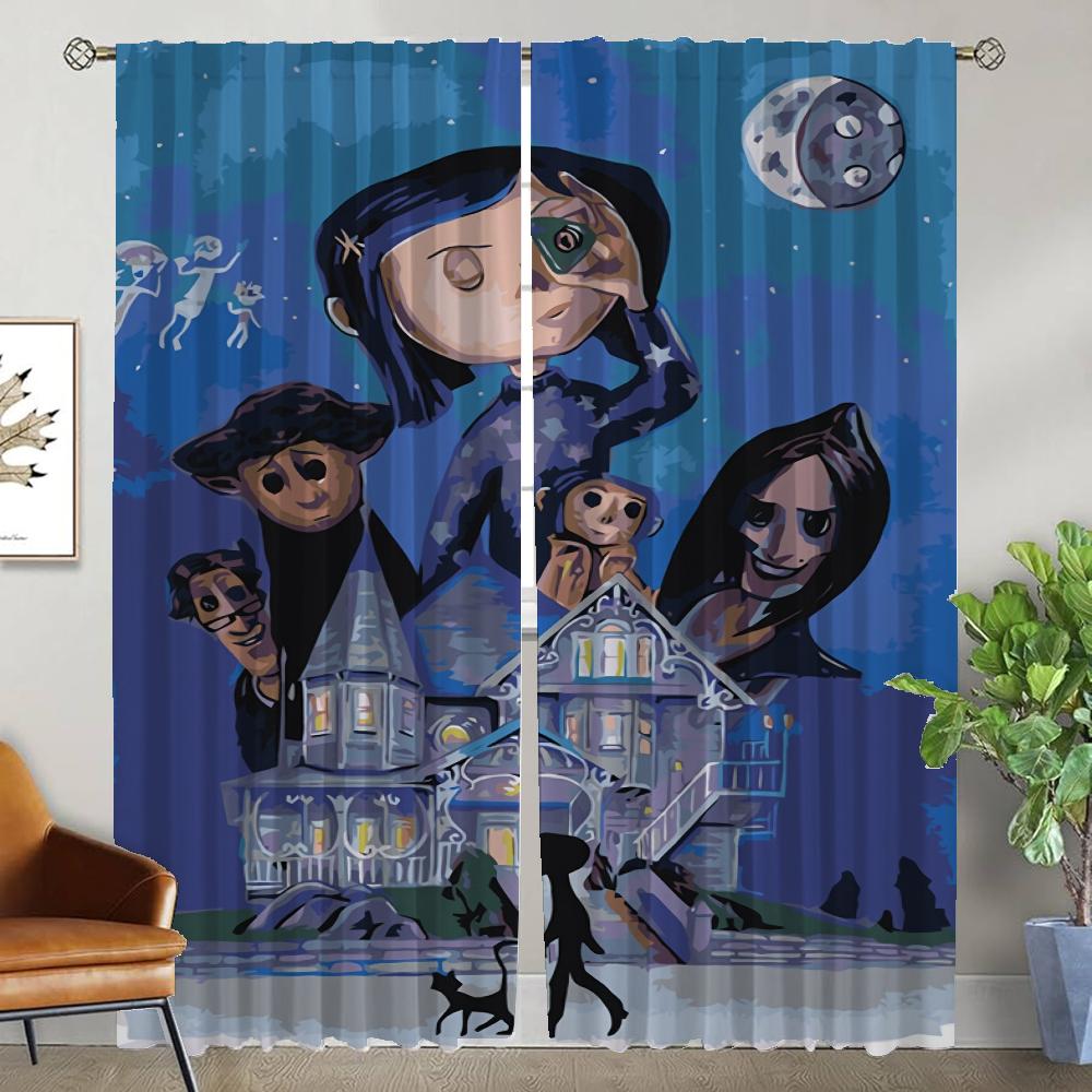 

Coralines Современные шторы для гостиной для камеры, украшения на Хэллоуин, затемняющие шторы для комнаты, 2-панельные перегородки, шторы для кухни W50xH70cmx2pcs-CL