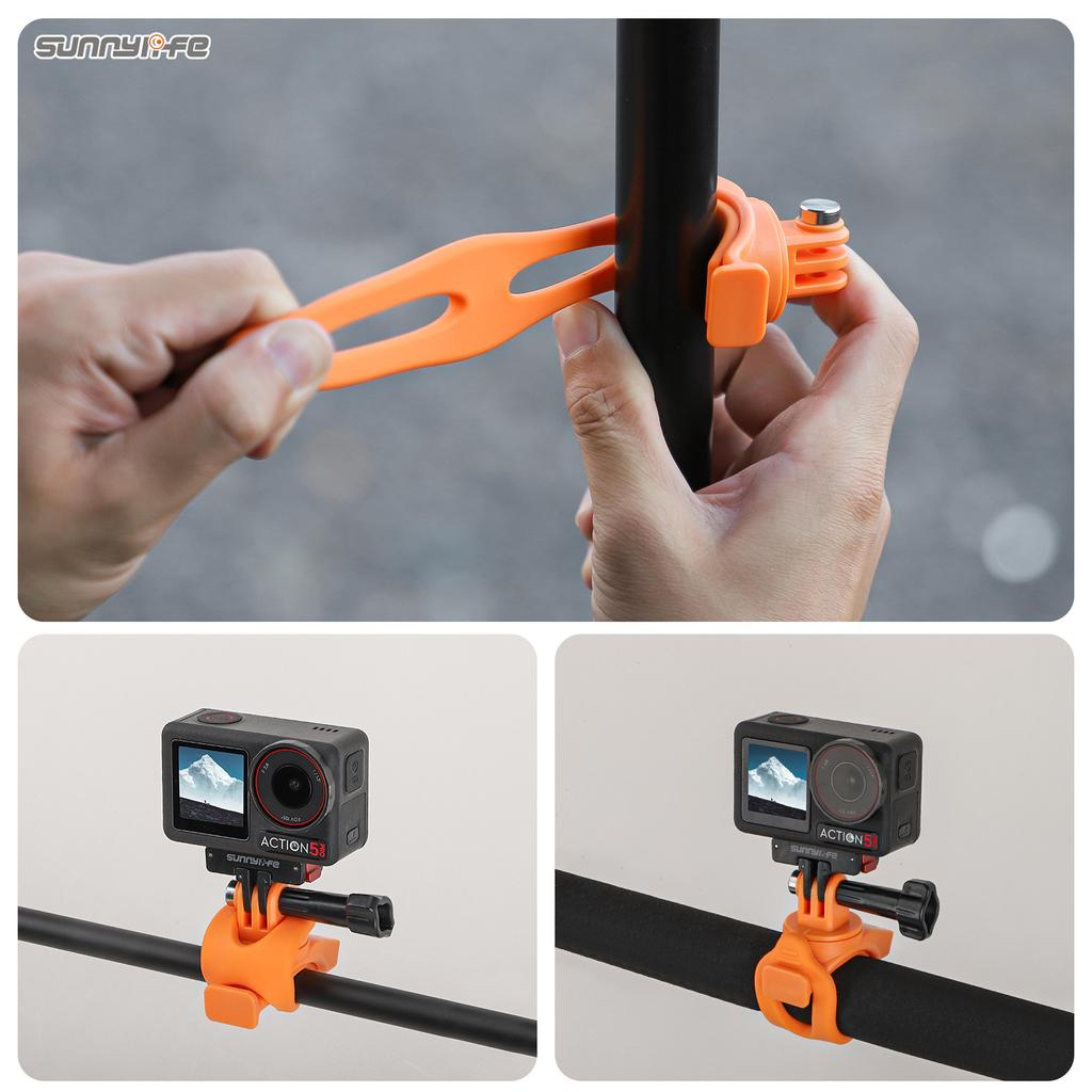 Flexible Silicone Mount for DJI Pocket 3/Osmo Action 5 Pro/4/3/Insta360 Ace Pro 13 - Adjustable Strap Bracket with Secure Clamp,