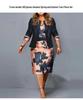 Completo due pezzi taglie forti da donna: Top a Maniche Corte e Gonna Avvolgente sui Fianchi