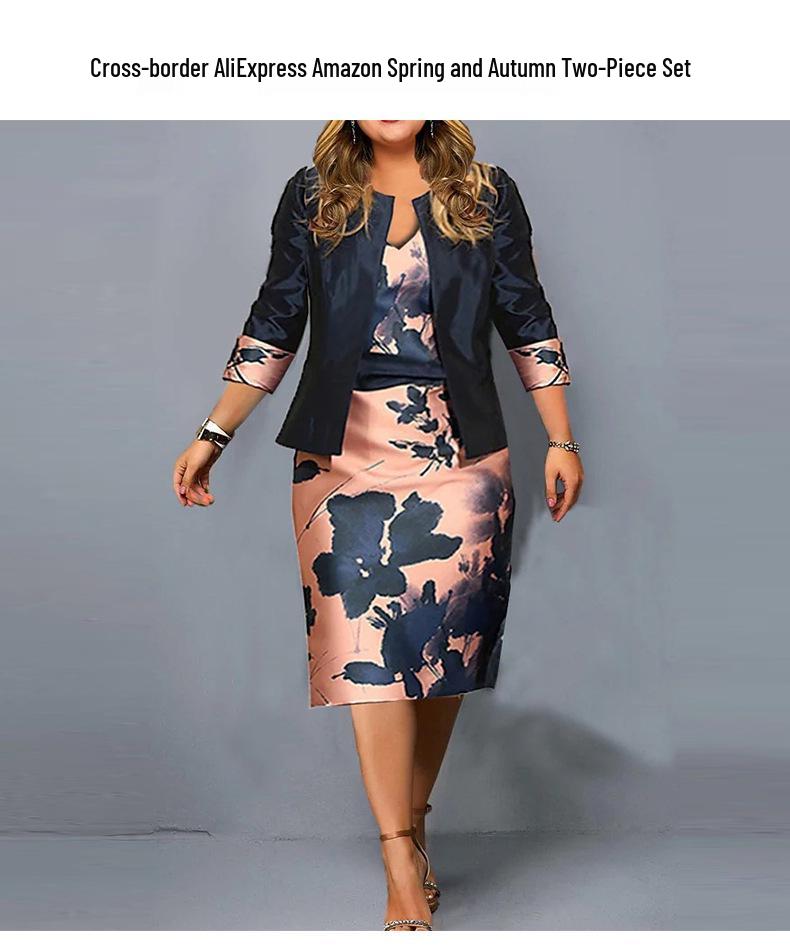 Completo due pezzi taglie forti da donna: Top a Maniche Corte e Gonna Avvolgente sui Fianchi