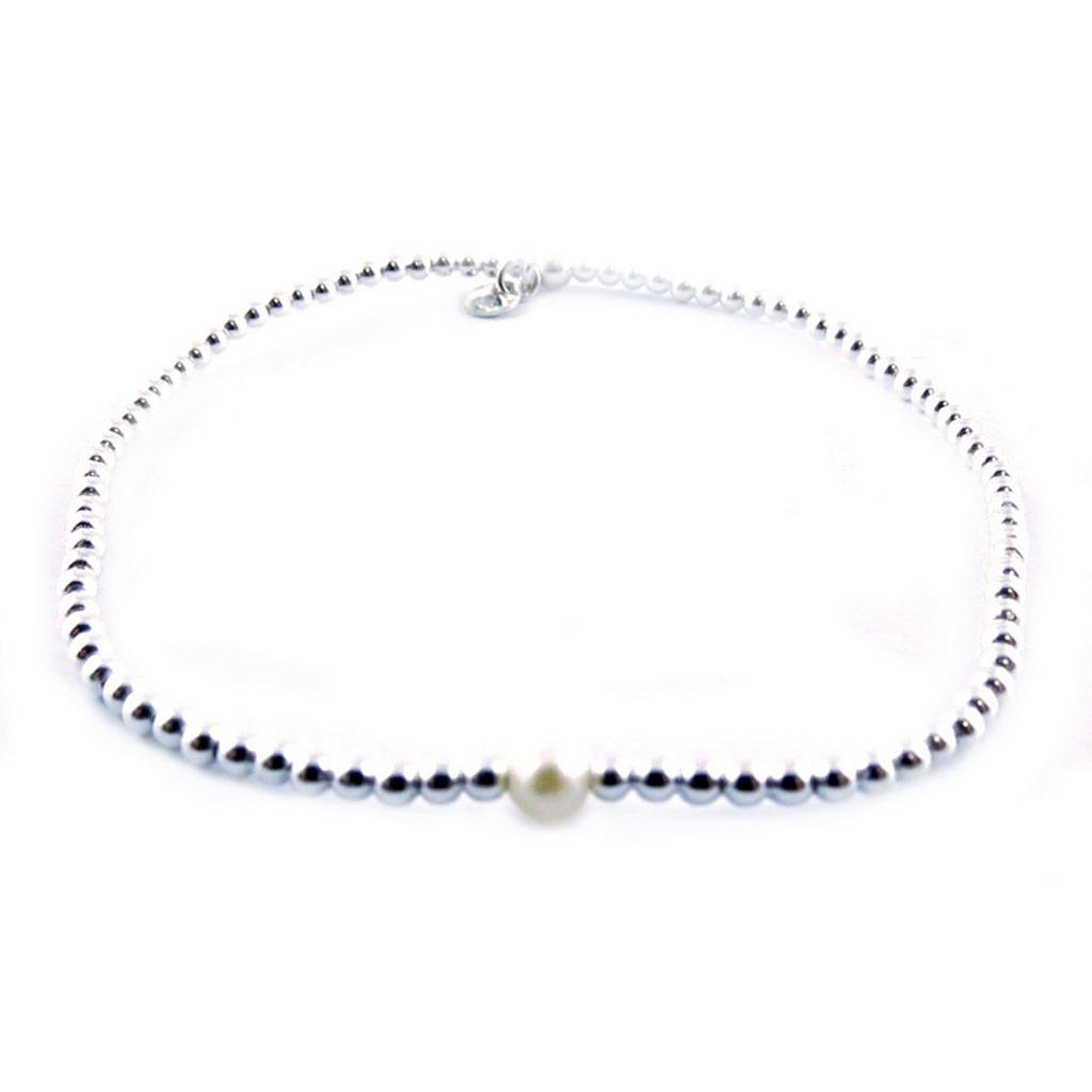 Les Trésors De Lily [L3848] - Bracelet Argent 'Biwa' ivoire argenté - 4 mm