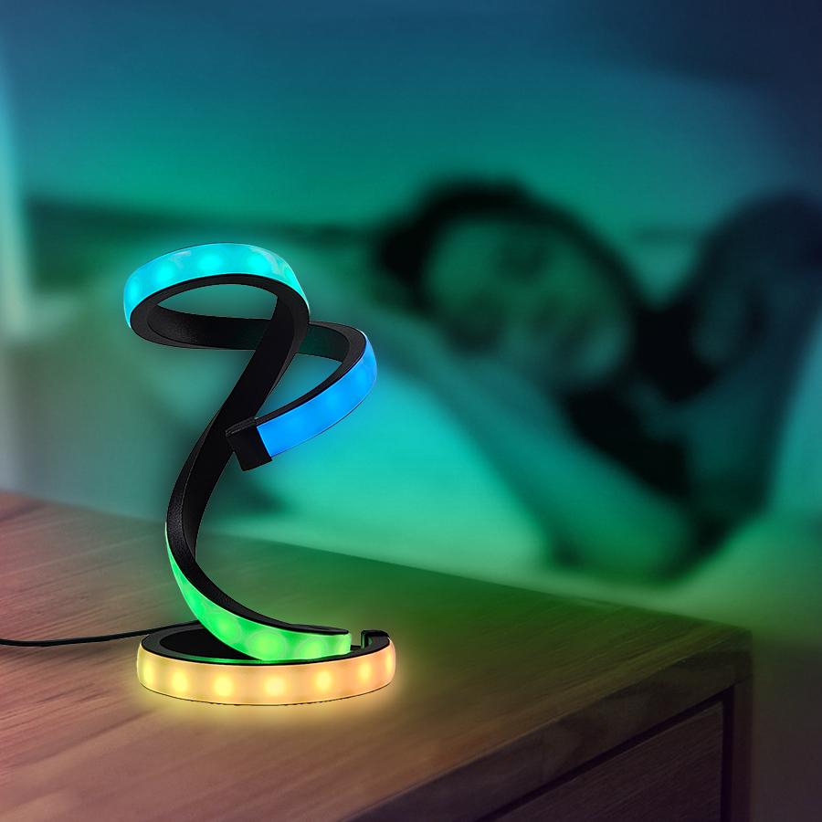A desktop lamp with an artistic and modern feel. It is USB - powered and has color - changing effects, suitable for various room