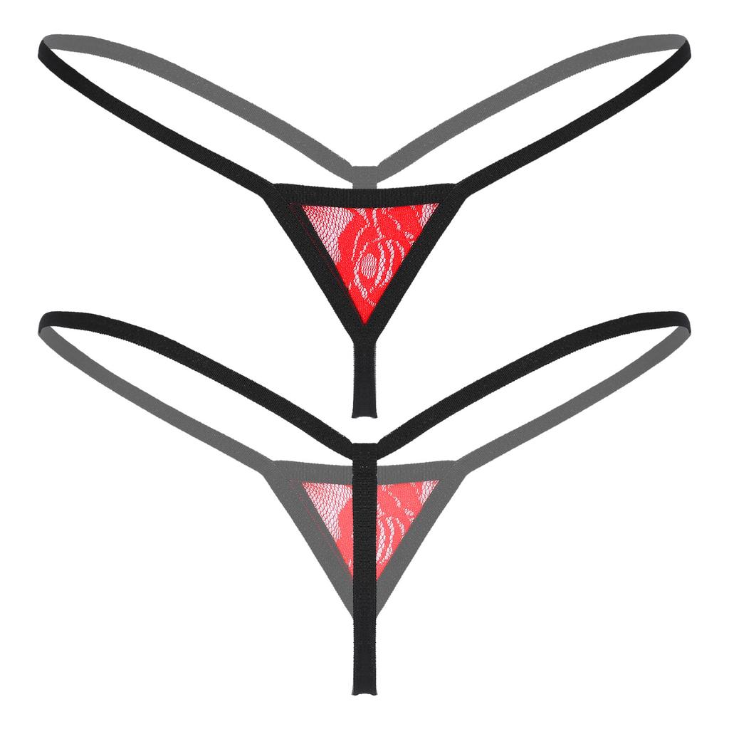 Women See-through Lace Micro Thongs G-string Low Waist Elastic Waistband T-back Lingerie Underwear