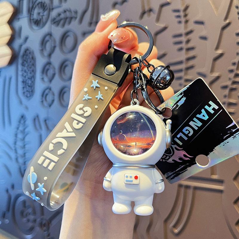 

Cute Starry Night Light Astronaut Car Keychain Lovers Light Up Keyring Bag Pendant Gifts