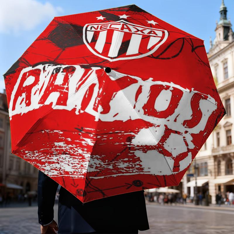 1PC Football Crest Heartbeat Printed Umbrella Folding umbrella, automatic umbrella 8-Frame for Travel, camping Fan gifts Christmas Gifts