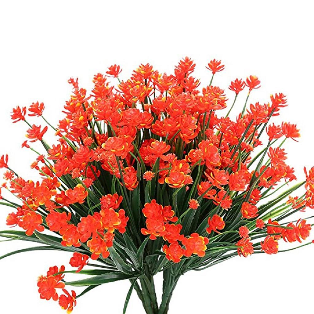 8 Bundles Babysbreath Outdoor Artificial Fake Flowers UV Resistant Shrubs Plants, Faux Plastic For Indoor Outdoor Garden Porch Window Box Home Decor